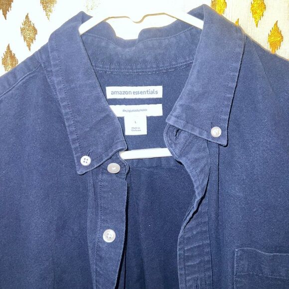 Men’s casual button down short sleeve shirt blue size L slim - Picture 3 of 3